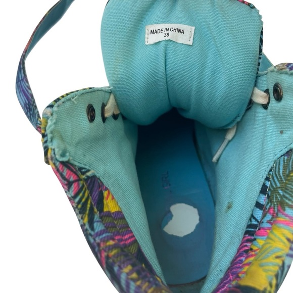 Madonna Material Girl Wedge Sneakers Sz 7 Tropical Coconut Girl Festival Shoes - Picture 11 of 16